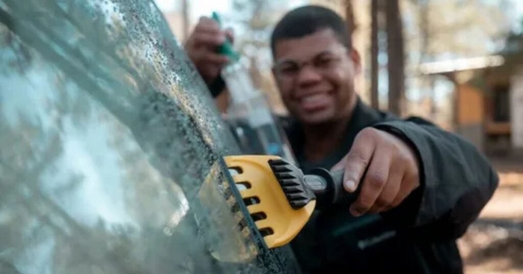 inside of windshield frozen