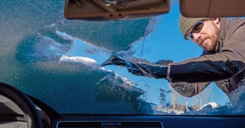 inside of windshield frozen