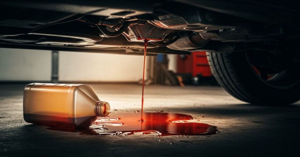 red leaking fluid car